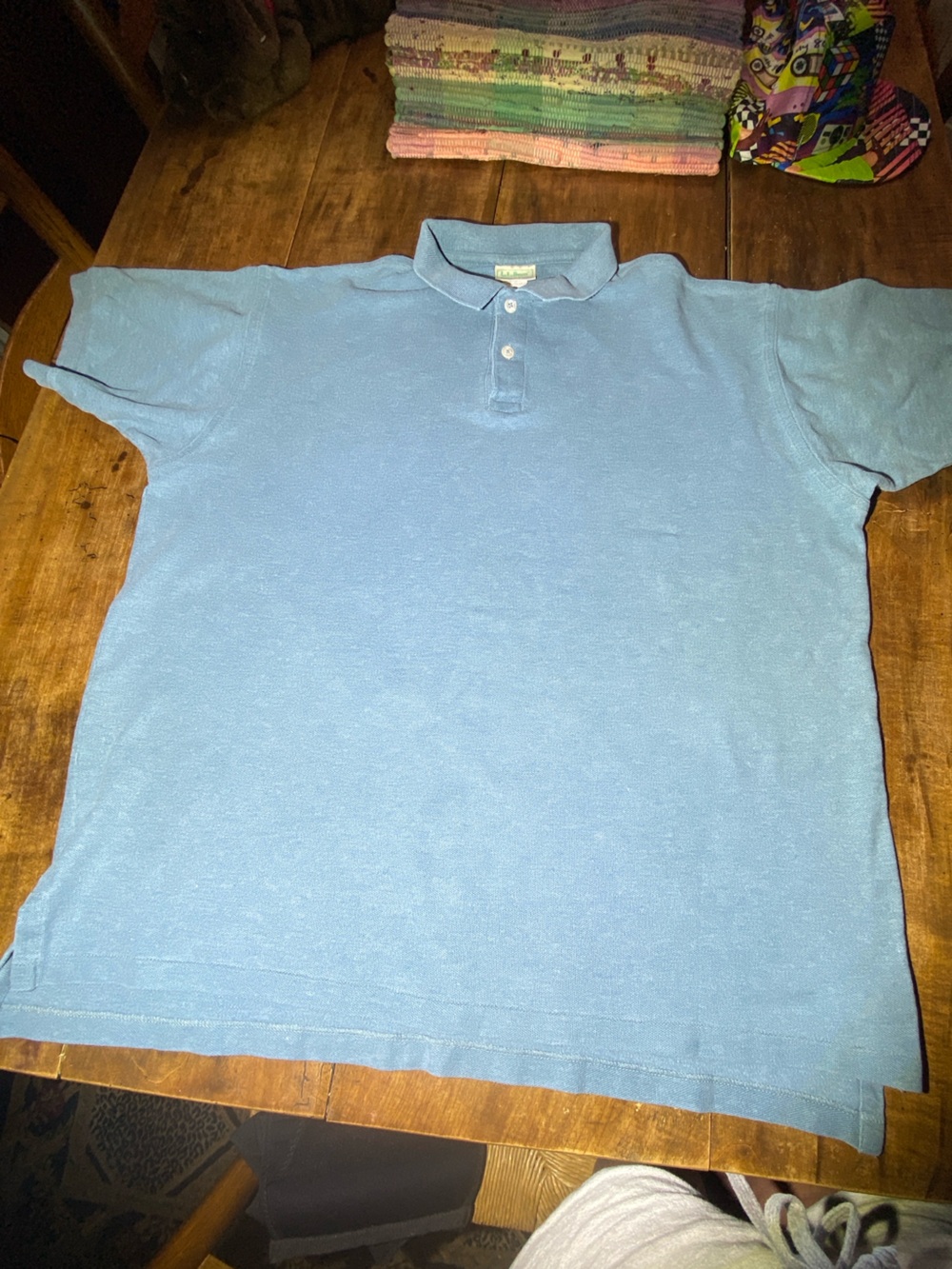 Vintage 90s L.L. Bean Double L Polo Shirt XL Tall Blue Made in USA Heavyweight